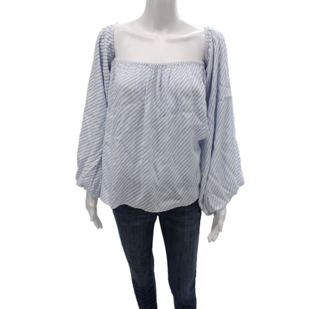 MLM Label Womens Off Shoulder Striped Viscose Long Sleeve Blouse Size M